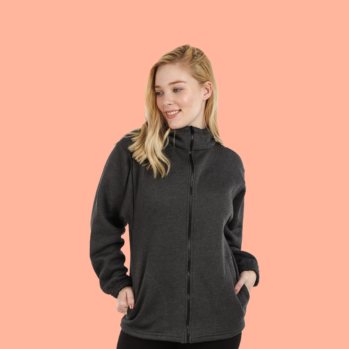 Zip up sweater women's no hood hotsell