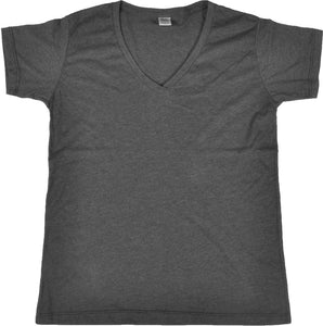 WOMENS HEATHER V-NECK SHORT SLEEVE T-SHIRT FINE JERSEY (STYLE #889WH)