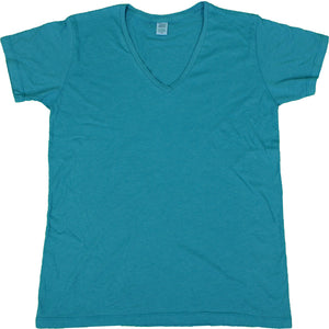 WOMENS HEATHER V-NECK SHORT SLEEVE T-SHIRT FINE JERSEY (STYLE #889WH)